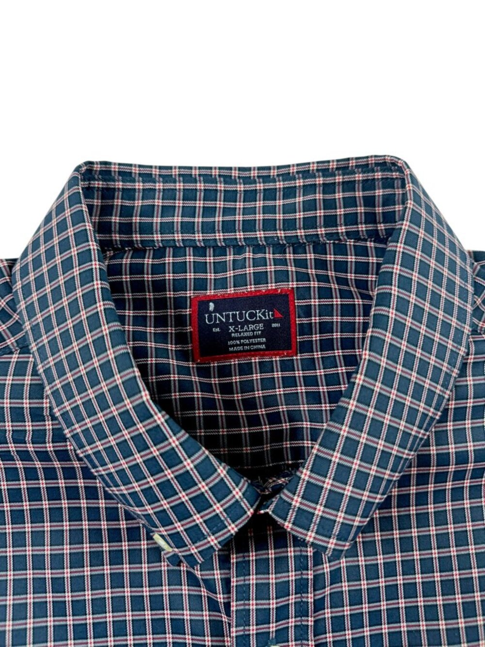 UNTUCKit XL Blue Salice Relaxed Fit Long Sleeve Button Down Tattersall Shirt - Picture 6 of 16